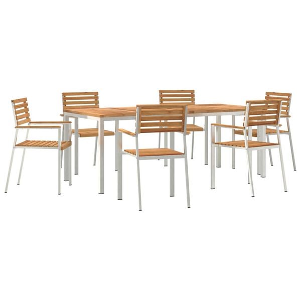 vidaXL Garten Essgruppe 7 pcs Braun Massivholz Teak