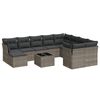 vidaXL 11-tlg. Garten-Sofagarnitur mit Kissen Grau Poly Rattan