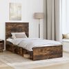 vidaXL Bettrahmen Ger&auml;ucherte Eiche 90 x 200 cm Massives Kiefernholz
