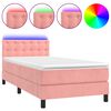 vidaXL Boxspringbett mit Matratze & LED Rosa 90x200 cm Samt