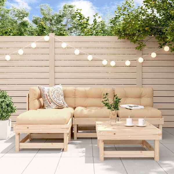 vidaXL 5-tlg. Garten-Lounge-Set mit Kissen Massivholz