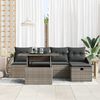 vidaXL Garten-Sofa-Set mit Kissen mit Speicher 6 pcs Grau Poly Rattan