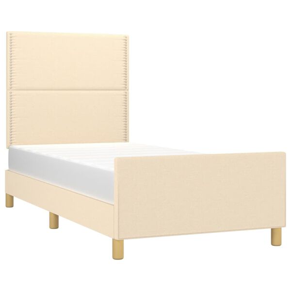 vidaXL Bettgestell ohne Matratze Creme 90x200 cm Stoff