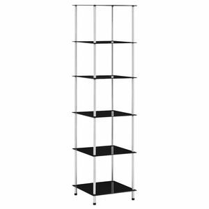 vidaXL Regal mit 6 Ablagen Schwarz 40x40x160 cm Hartglas