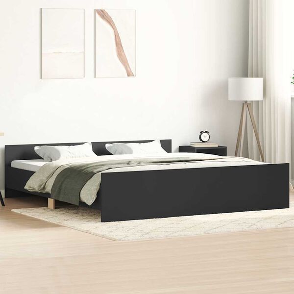 vidaXL Bettgestell mit Kopf- und Fu&szlig;teil Schwarz 160x200 cm