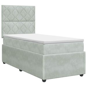 vidaXL Boxspringbett mit Matratze mit Kopfteil Hellgrau Einzeln Samt