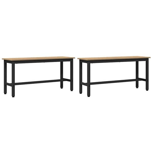 vidaXL Esstischbank 2 pcs Artisan-Eiche 100 x 32,5 x 48,5 cm