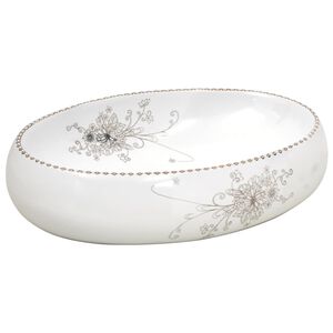 vidaXL Aufsatzwaschbecken Wei&szlig; Oval 59x40x15 cm Keramik