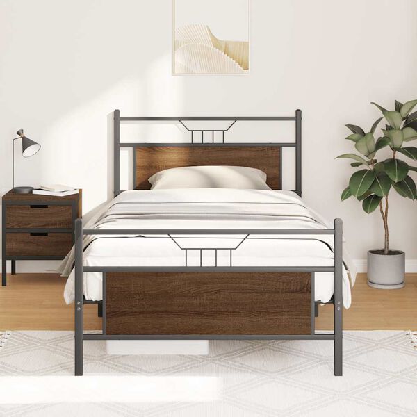 vidaXL Bettgestell ohne Matratze Braun Eiche 100x190 cm Holzwerkstoff