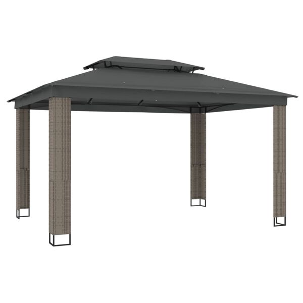 vidaXL Pavillon mit Doppeldach Anthrazit 3,94x2,96 m Stahl