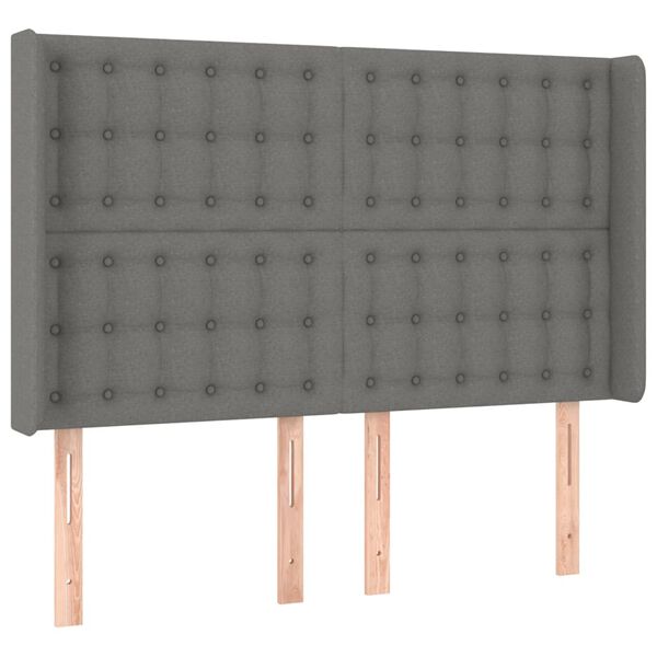 vidaXL LED Kopfteil Dunkelgrau 147x16x118/128 cm Stoff