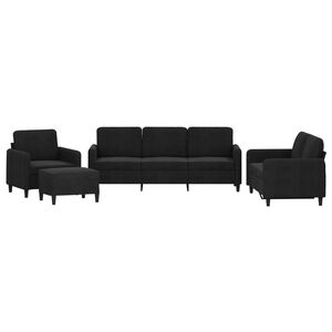 vidaXL 4-tlg. Sofagarnitur Schwarz Samt
