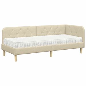 vidaXL Eckbettgestell Creme 80 x 200 cm Stoff