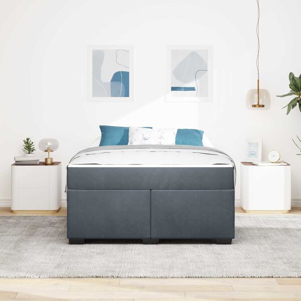 vidaXL Bettrahmen mit Matratze Dunkelgrau 140 x 200 cm Stoff