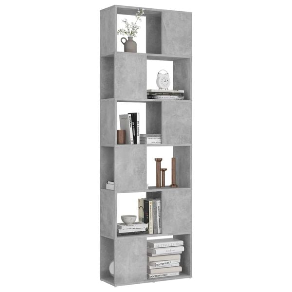 vidaXL Bücherregal Raumteiler Betongrau 60x24x186 cm Holzwerkstoff