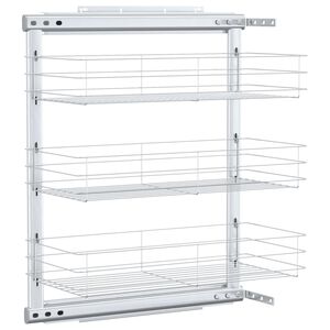 vidaXL 3-stufiger K&uuml;chen-Drahtkorb Ausziehbar Silbern 47x25x56 cm