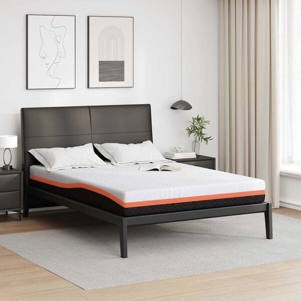 vidaXL Matratze Wei&szlig; und Schwarz 160 x 200 cm Jacquard-Stoff