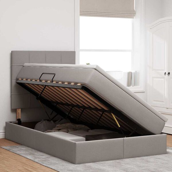 vidaXL Bett mit Stauraum und LED mit LED Taupe 120 x 200 cm Polyester