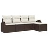 vidaXL Sofa Set 5 stk. Braun und Wei&szlig; Poly-Rattan