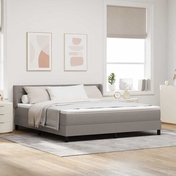vidaXL Boxspringbett mit Matratze Taupe 200 x 180 cm Polyester