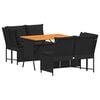 vidaXL 3-tlg. Garten-Sofagarnitur mit Kissen Schwarz Poly Rattan