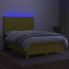 vidaXL Boxspringbett mit Matratze & LED Gr&uuml;n 140x200 cm Stoff