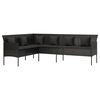 vidaXL 6-tlg. Garten-Essgruppe mit Kissen Schwarz Poly Rattan