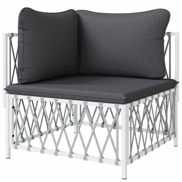 vidaXL Garten-Ecksofa mit Kissen Wei&szlig; Gewebe