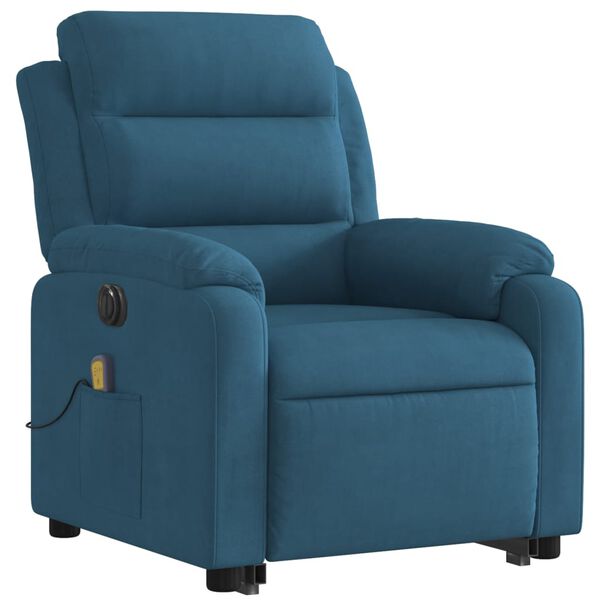 vidaXL Massagesessel mit Aufstehhilfe Elektrisch Blau Samt