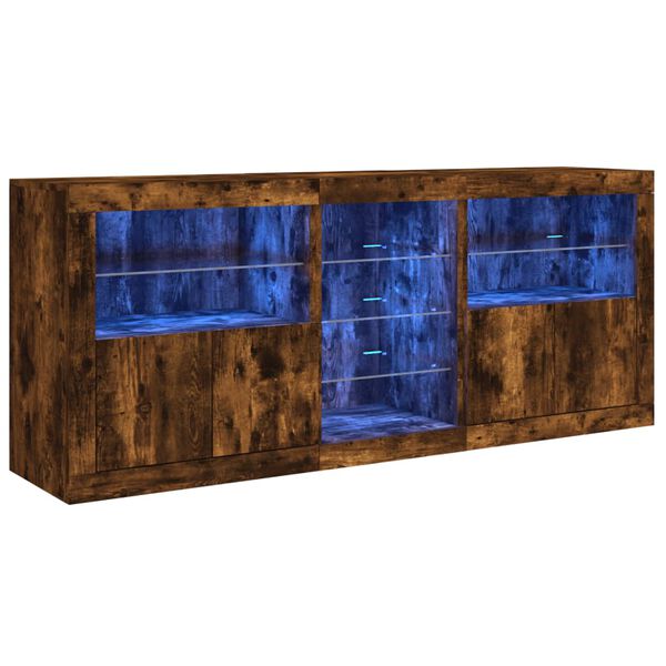 vidaXL Sideboard mit LED-Leuchten R&auml;uchereiche 162x37x67 cm