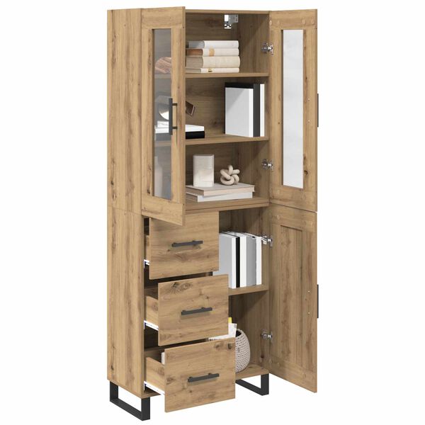 vidaXL Highboard 2 pcs Artisan-Eiche Engineered Wood und Glas