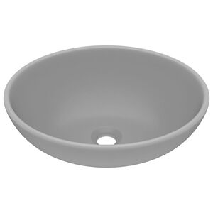 vidaXL Luxuri&ouml;ses Ovales Waschbecken Matt Hellgrau 40x33 cm Keramik