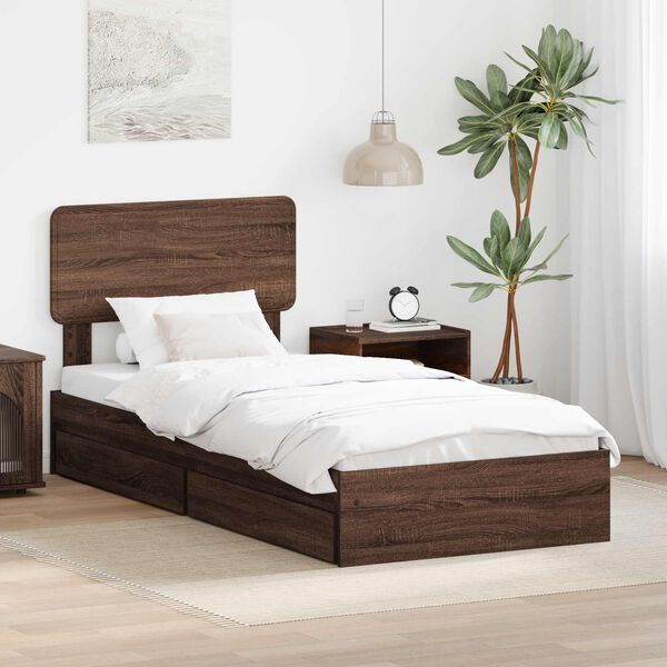 vidaXL Aufbewahrungsbett Braun Eichen-Optik 100 x 200 cm Holzwerkstoff