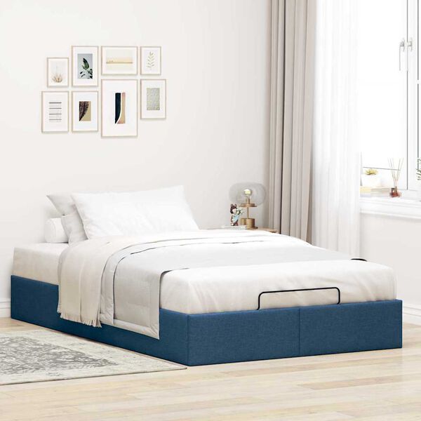 vidaXL Ottoman-Bett ohne Matratze Blau 120x200 cm Stoff