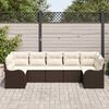 vidaXL Garten-Sofa-Set mit Kissen 7 pcs Braun und Wei&szlig; Poly Rattan