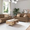 vidaXL Sofa 2 pcs Braun Leinenmischgewebe