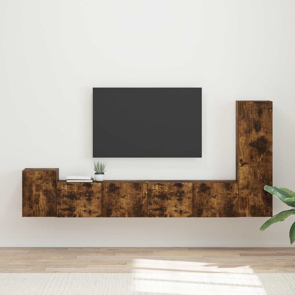 vidaXL TV-Schrankset 3 pcs Ger&auml;ucherte Eiche Holzwerkstoff
