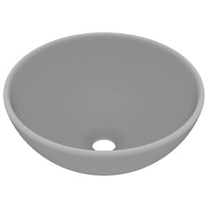 vidaXL Luxus-Waschbecken Rund Matt Hellgrau 32,5x14 cm Keramik