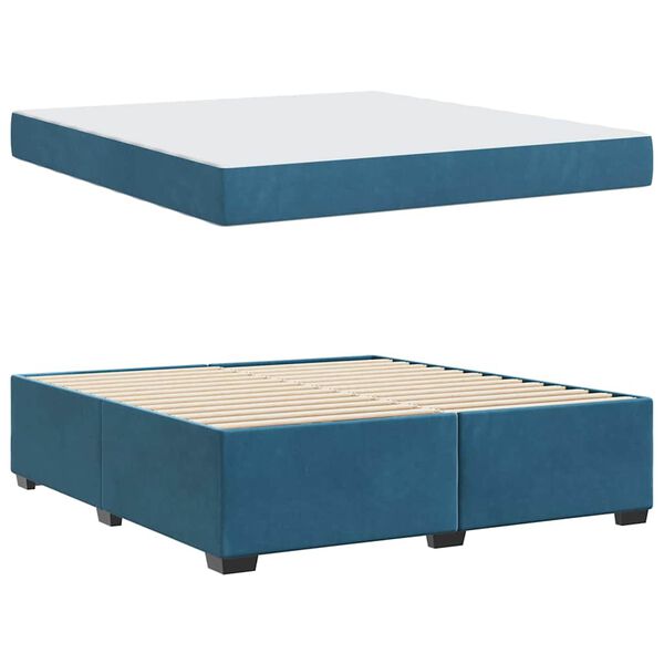 vidaXL Bettrahmen mit Matratze Dunkelblau 180 x 200 cm Stoff