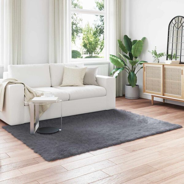 vidaXL Kunstschaffell Teppich Tafalla Anthrazit 120 x 170 cm Polyester