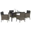 vidaXL Garten Essgruppe mit Kissen 5 pcs Grau Poly-Rattan