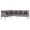 vidaXL Gartensofa in L-Form mit Kissen Grau Poly Rattan