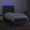 vidaXL Boxspringbett mit Matratze & LED Dunkelgrau 90x200 cm Stoff