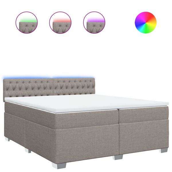 vidaXL Boxspringbett mit Matratze Taupe 200x200 cm Stoff