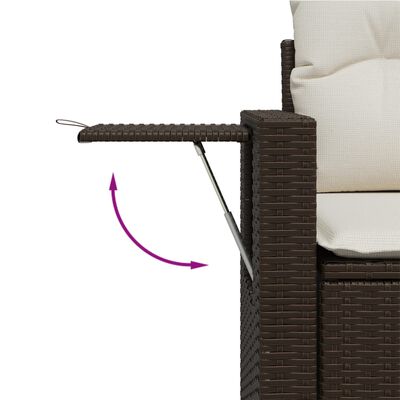 vidaXL 9-tlg. Garten-Sofagarnitur mit Kissen Braun Poly Rattan