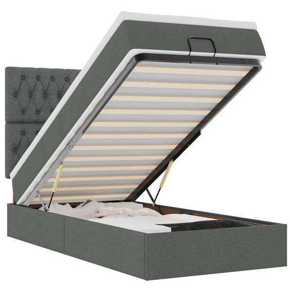 vidaXL Ottomane Bett mit Matratze & LEDs Dunkelgrau 80x200 cm Stoff