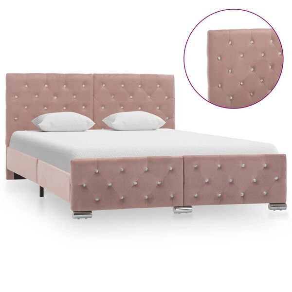 vidaXL Bettgestell Rosa Samt 140x200 cm