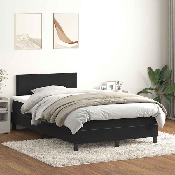 vidaXL Boxspringbett mit Matratze Schwarz 120x210 cm Samt