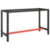 vidaXL Werkbankgestell Mattschwarz und Mattrot 140x50x79 cm Metall