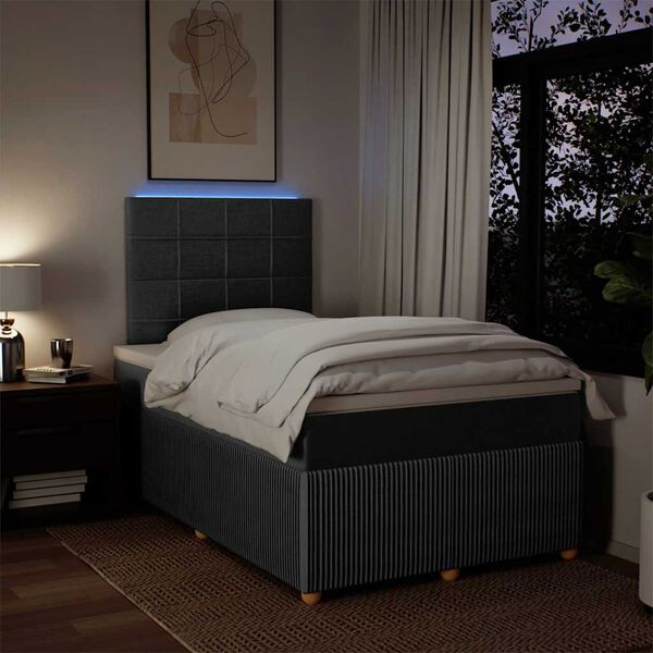 vidaXL Boxspringbett mit Matratze Dunkelgrau 120x200 cm Stoff